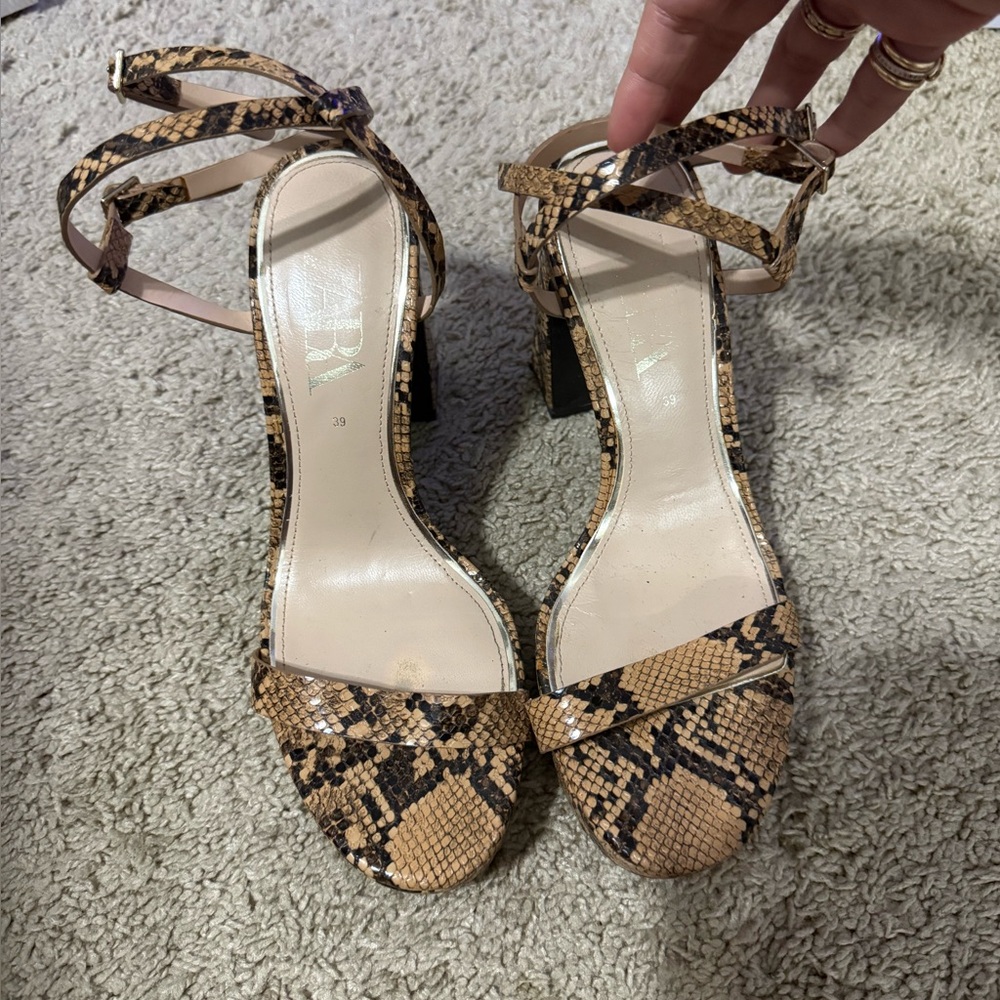 ZARA Faux Snakeskin Platform Heels